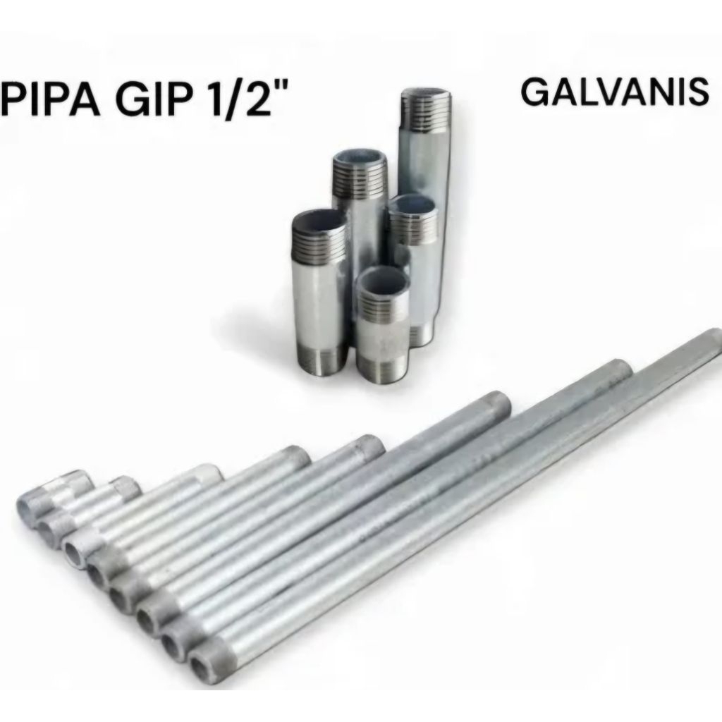 PIPA GALVANIS 1/2 INCH Ulir, panjang 40 CM  Medium A standar project