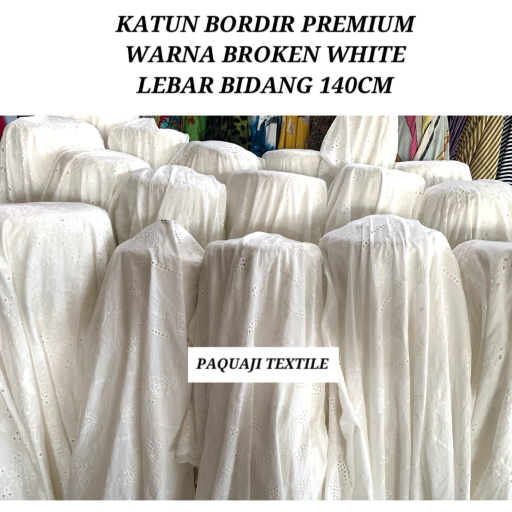 bahan kain katun bordir bolong/katun bordir meteran/katun bordir import(harga tertera 50cm)