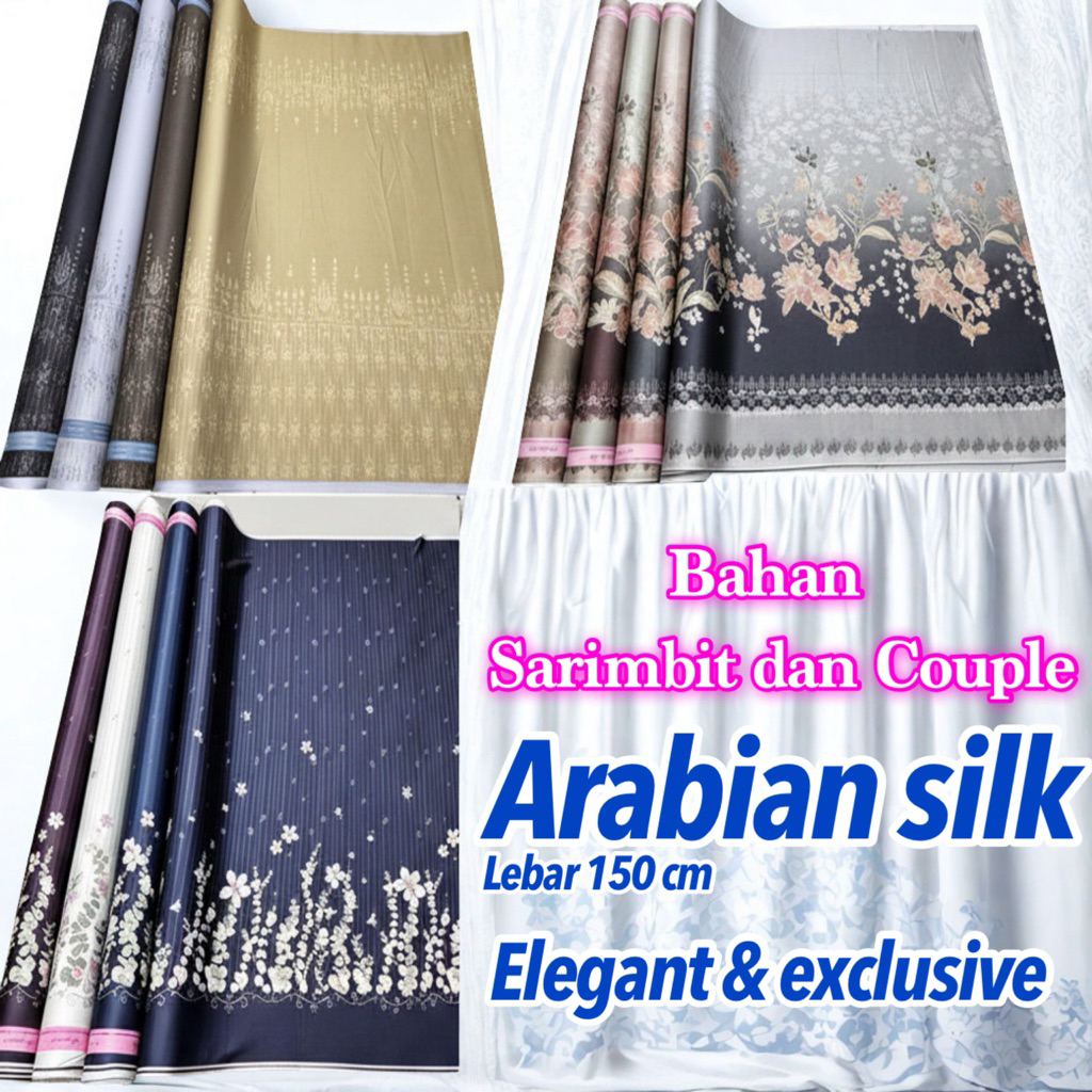 Kain arabian sutra silk motif terbaru mewah menawan bahan gamis sarimbit couple
