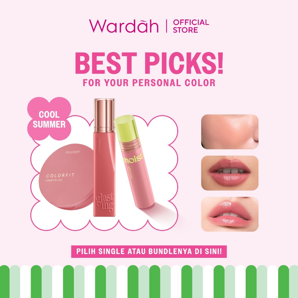 [PCA: COOL SUMMER] WARDAH Your Cool Summer Packlist Cream Blush - Moist Dew Tint - Glasting Liquid L