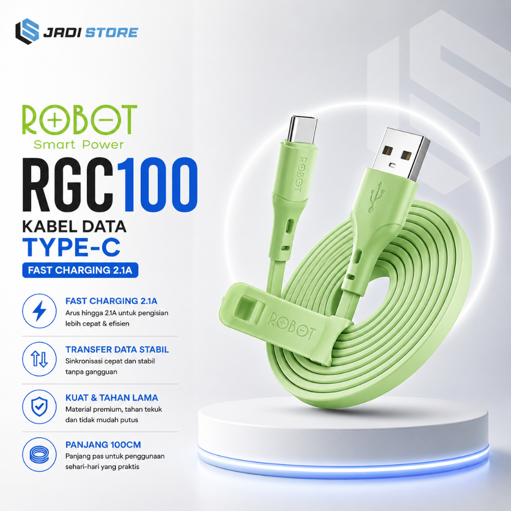 Kabel Data Robot Type C RGC100 Kabel Type C Fast Charging Kabel Type-c Kabel Type C Robot Original K