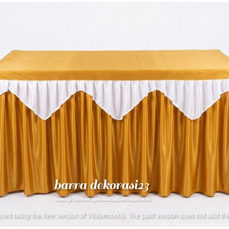 Cover Meja Poni 75x60x120 cm – Taplak Meja Rempel Kombinasi Elegan Menutup 4 Sisi – Cocok untuk Pest