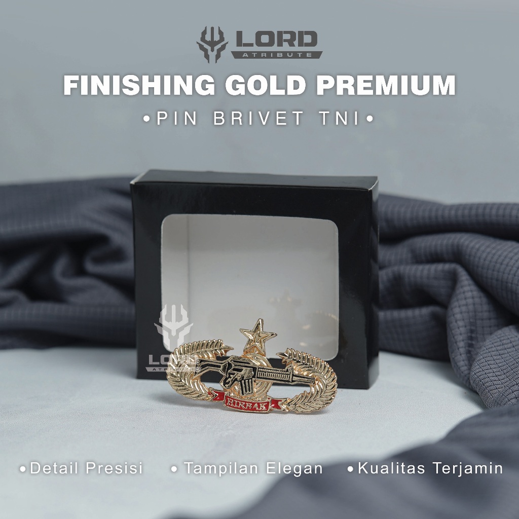 BRIVET PIN HIRBAK 1 TNI AD WARNA EMAS SILVER BRONZE LOGAM BERKUALITAS