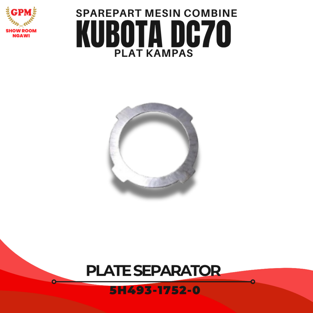 Sparepart Suku Cadang Plate Separator 5H493-1752-0 Plat Kampas Untuk Mesin Panen Padi Combine Harves