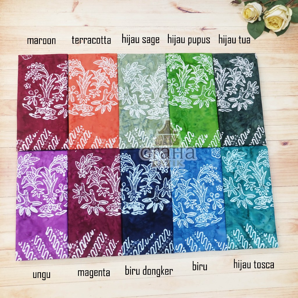 KAIN BATIK BAKARAN PATI MOTIF MINA TANI MINATANI TELA TELO KETELA 1 WARNA ABSTRAK