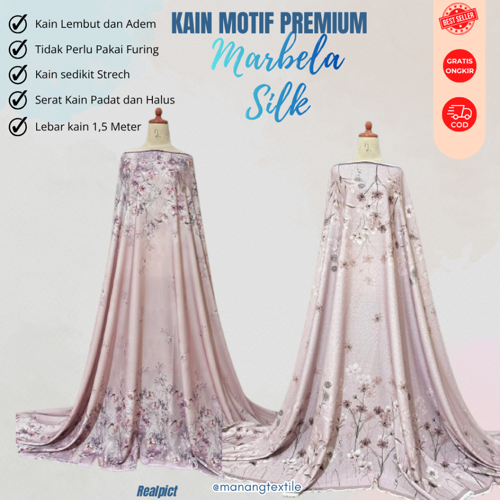 KAIN MARBELA PREMIUM MOTIF HADA DRESS BAJU COUPLE LEBAR 1.5 METER