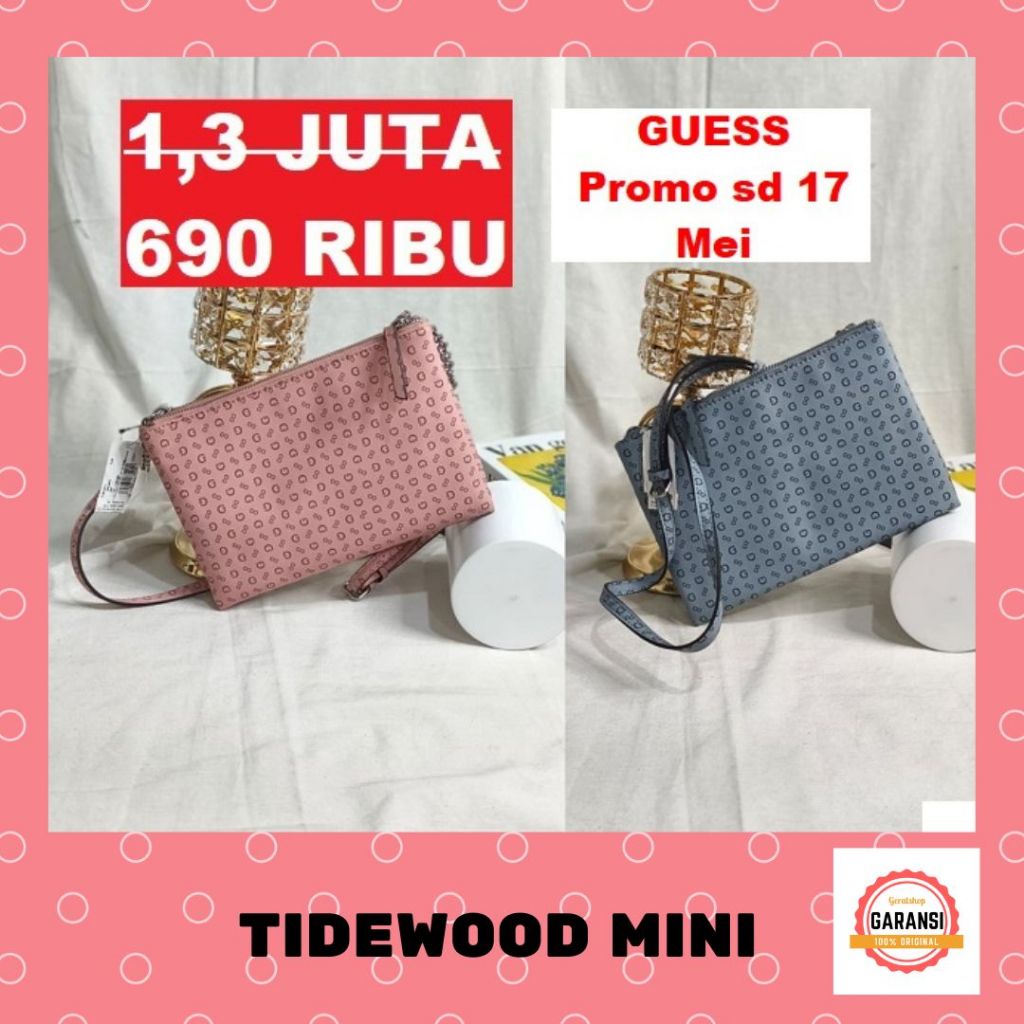 Tas Wanita sling bag Guess ori 100%  seri TIDEWOOD MINI DOUBLE ZIP  SALE murah