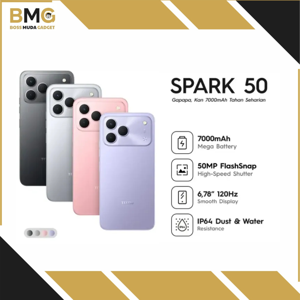 Tecno Spark 50 4G 4/128GB 6/128GB 8/128GB Garansi Resmi Tecno Indonesia