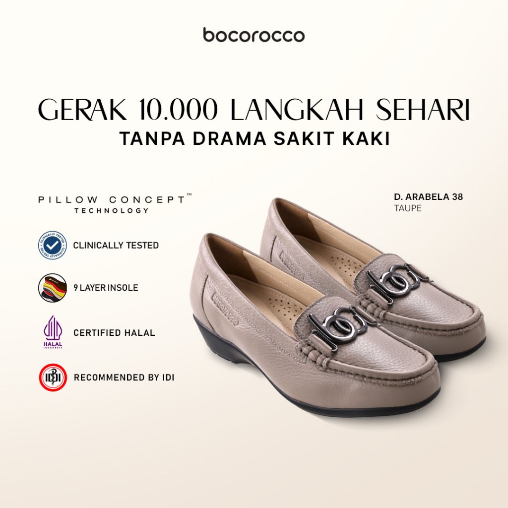 Bocorocco D. Arabela 38 Taupe - Wedges Wanita Casual Kulit Asli