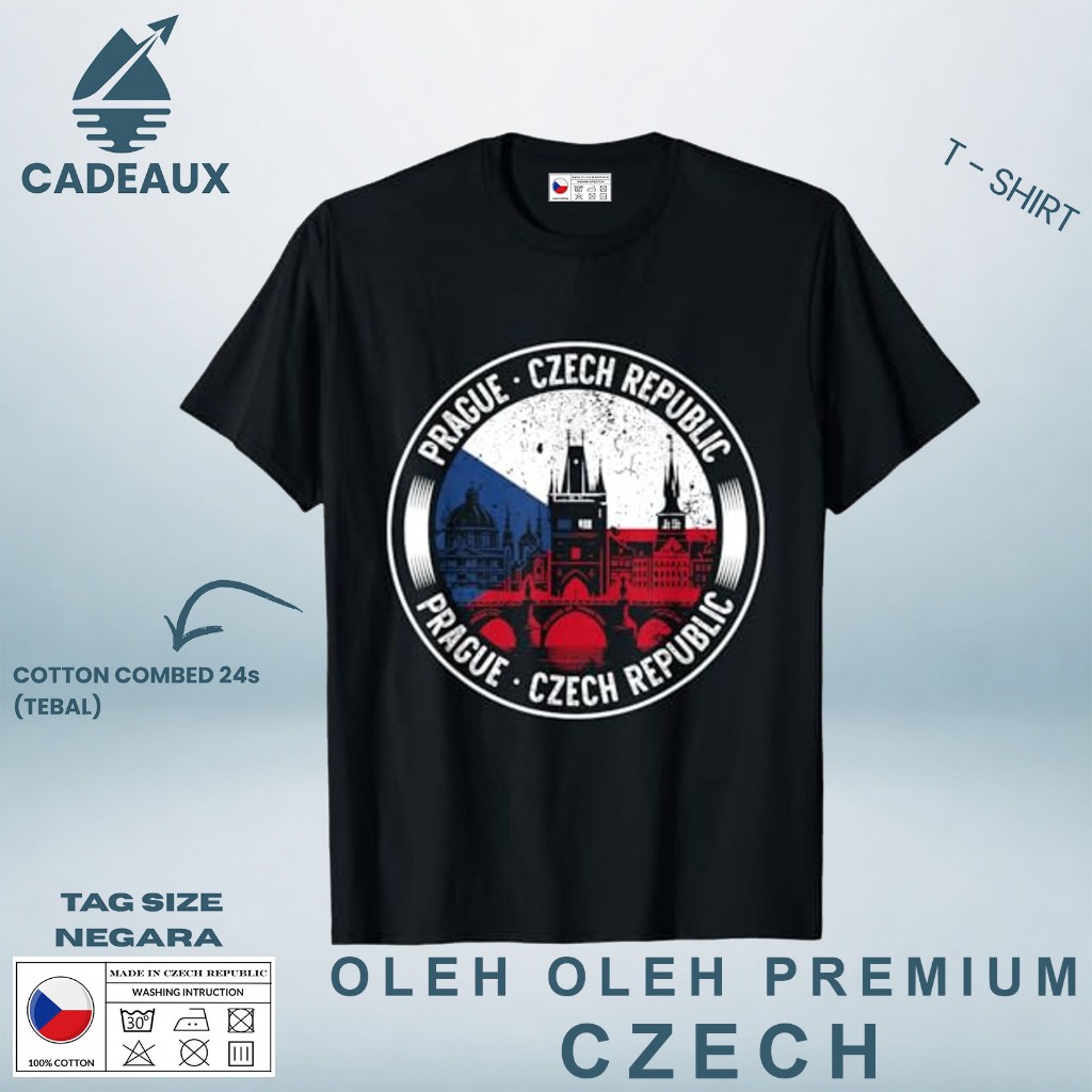 Kaos Oleh Oleh CZECH 10 PAKAI TAG ASAL NEGARA CZECH REPUBLIC T-Shirt Cotton Combed 24s SOUVENIR PREM