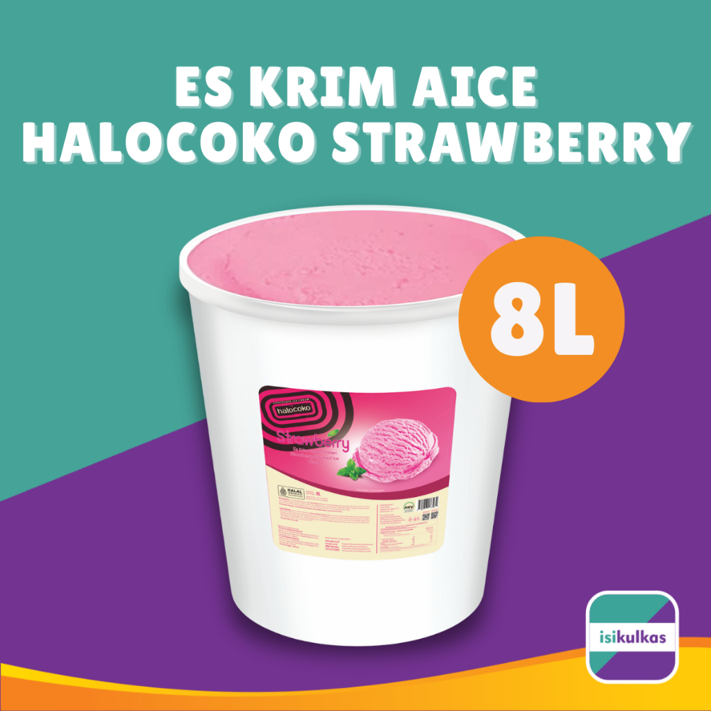 Ice Cream AICE HALOCOKO Strawberry / Es Krim Stroberi ember 8 Liter