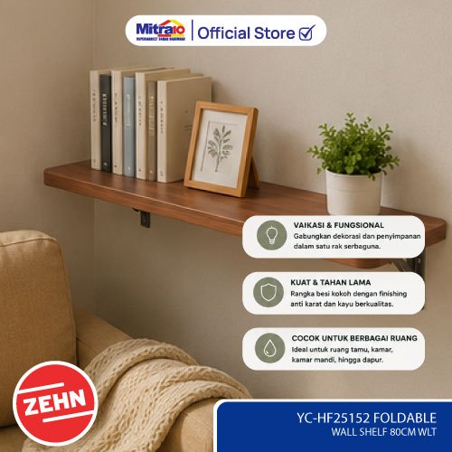 Rak Dinding Shelving Penyimpanan Zehn YC-HF25152 80 Cm Wallnut