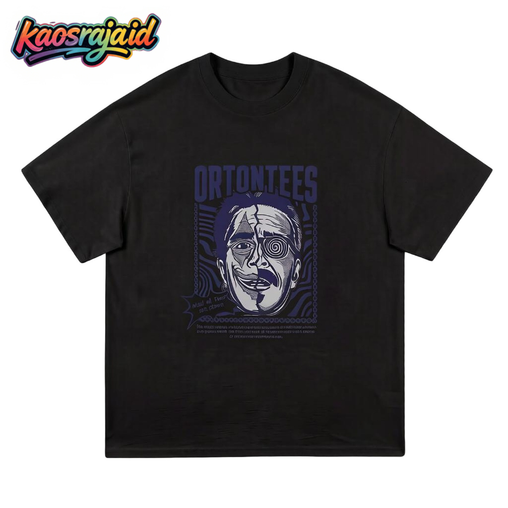 Kaos Oversize Grafis Karakter Wajah Hipnotis ORTONTEES Komik Pop Art Streetwear Unisex Pria Wanita |