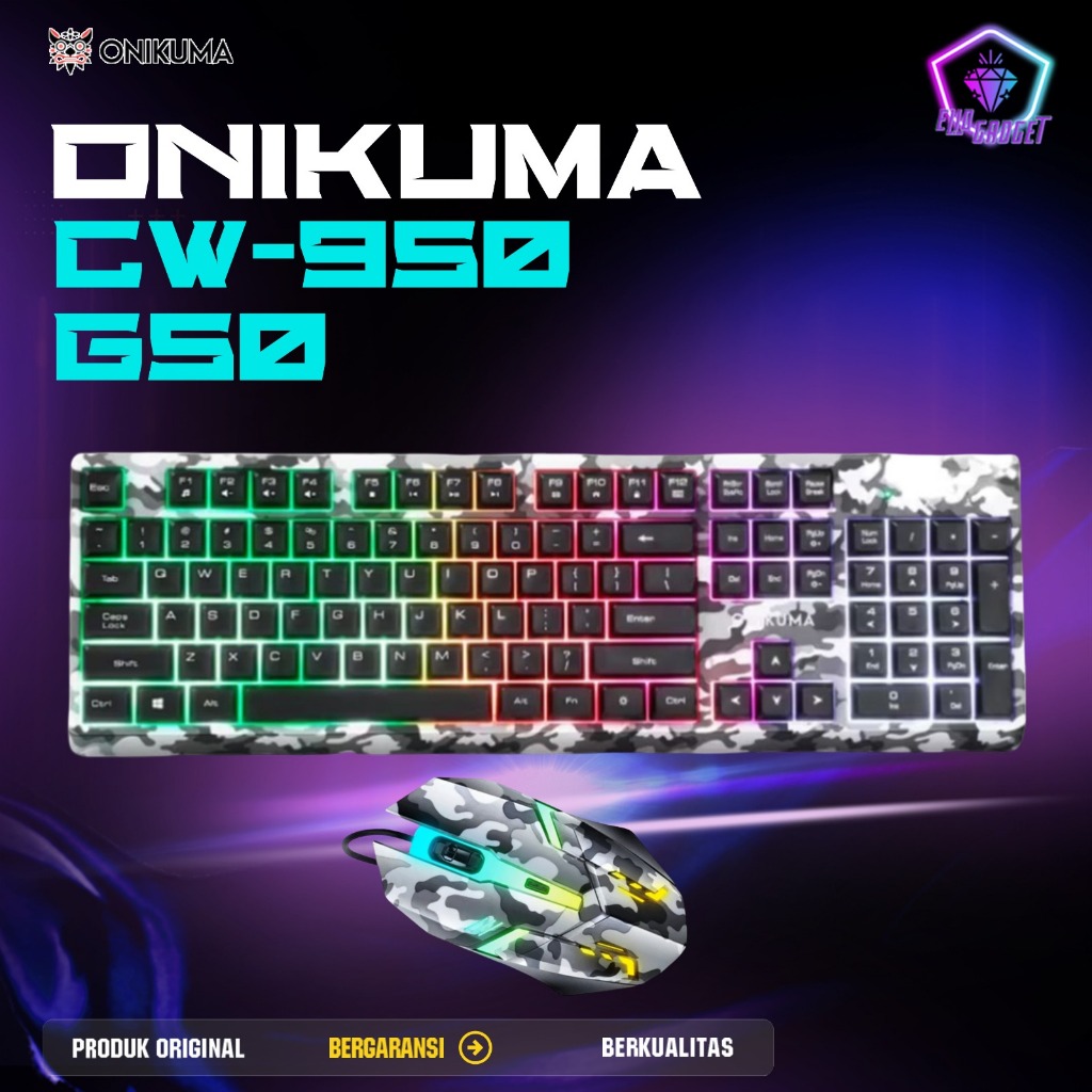 [GREY EDITION] ONIKUMA CW950 + G50 Gaming Combo Set - Keyboard & Mouse