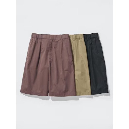 SALE Men Celana Pendek Lipit Lebar Wide Fit Pleated Pants Pria Short UNIQLO U JASTIP