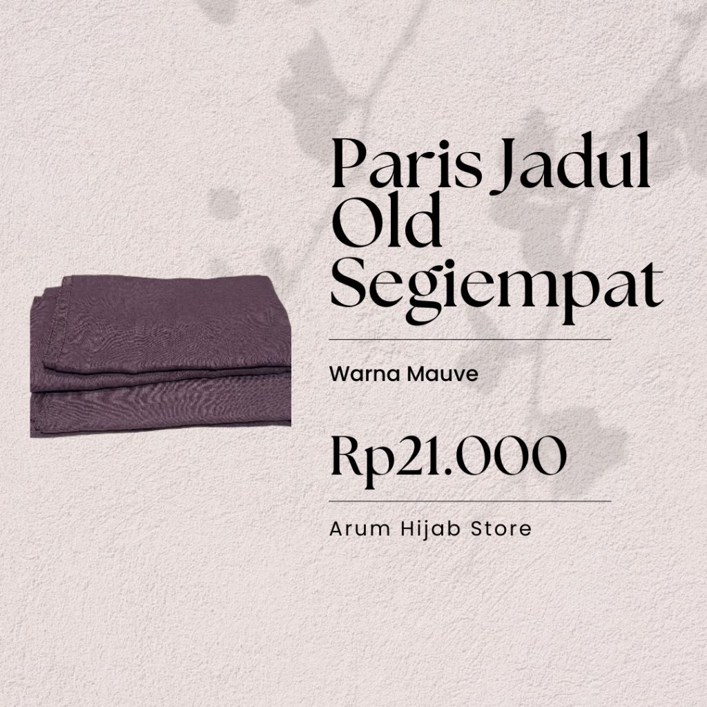 Jilbab Paris Jadul Old Segiempat Premium Warna Mauve