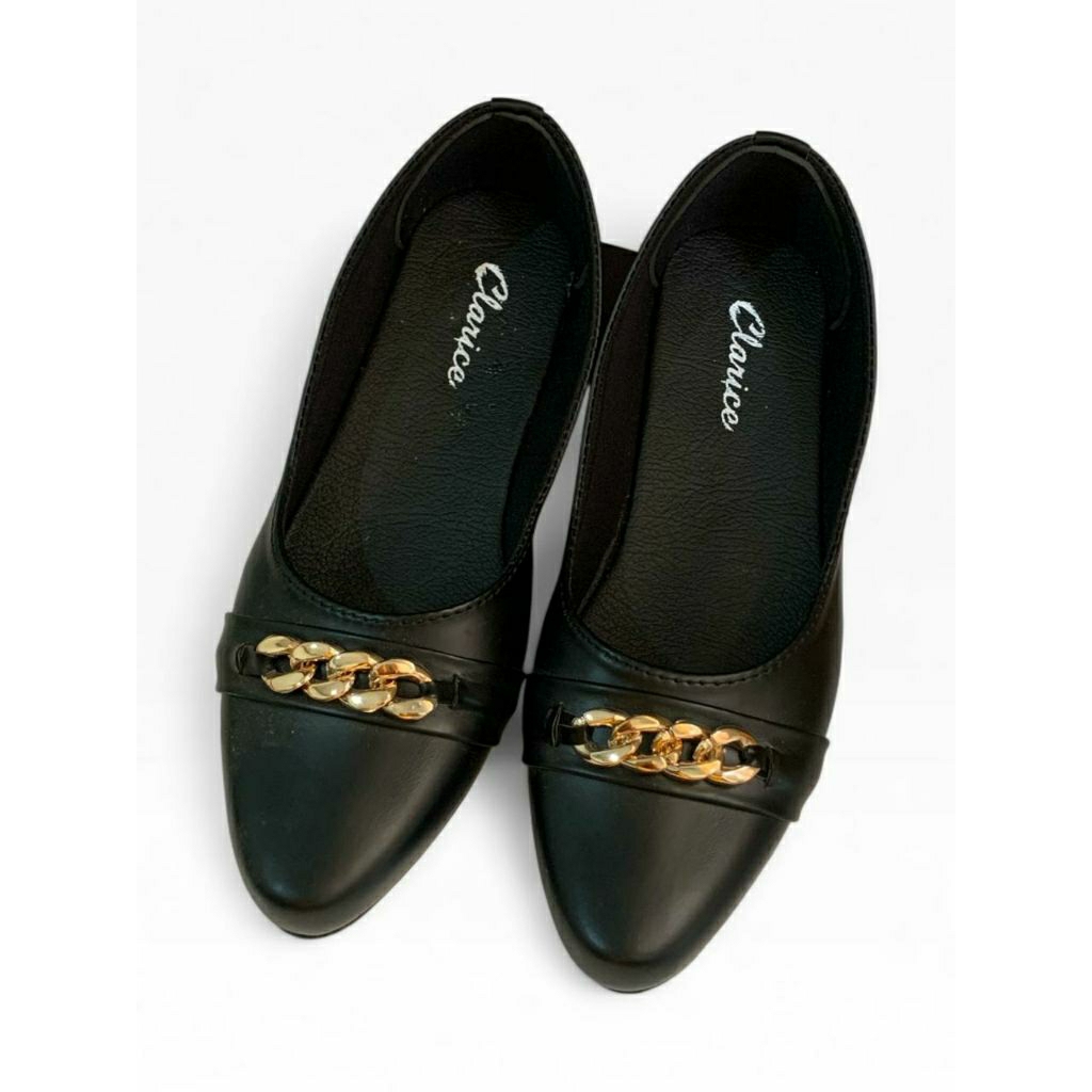sepatu wanita balet karet flat rantai