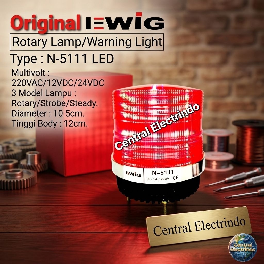 Lampu LED Menara/Hias/Plang Toko N-5111 EWIG Merah Multivolt 3 Model Lampu.