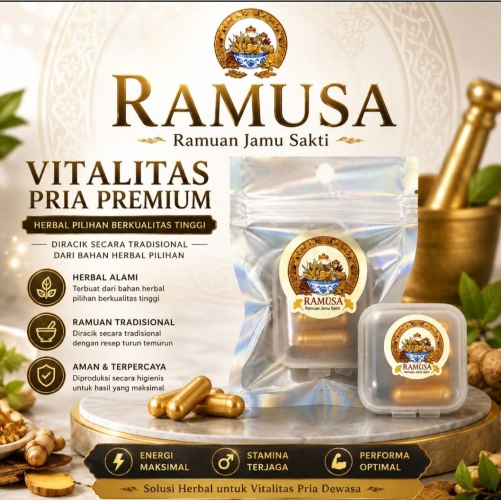 RAMUSA Herbal Pria 4 Kapsul Gold – Bantu Stamina & Vitalitas Pria Dewasa