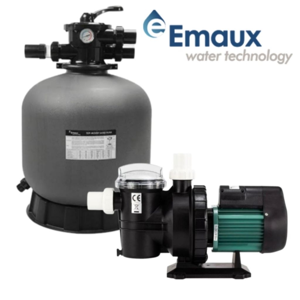 Mesin Pompa Kolam Renang 1,5hp EMAUX + sand filter Emaux 21in