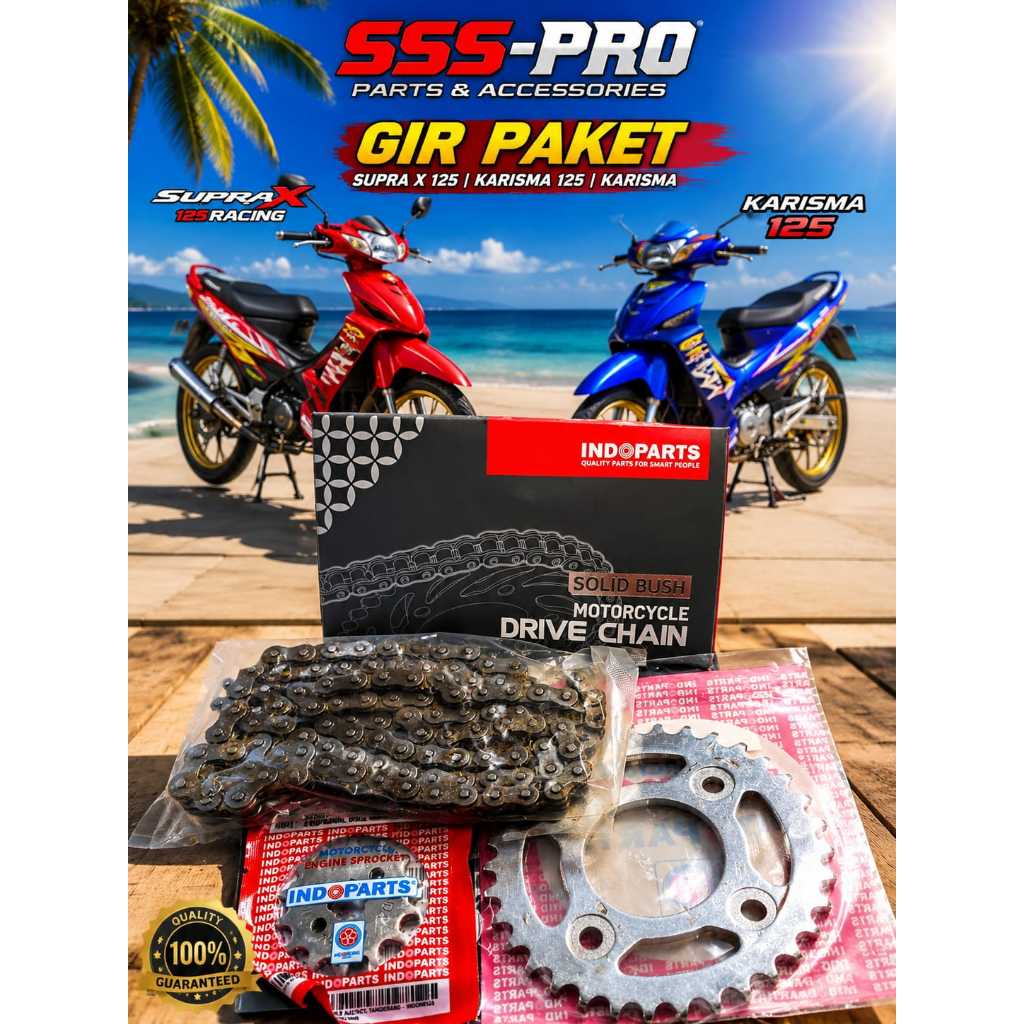 Gir Paket Supra X 125 Karisma 125 Original Indoparts Rantai Gear Set Awet