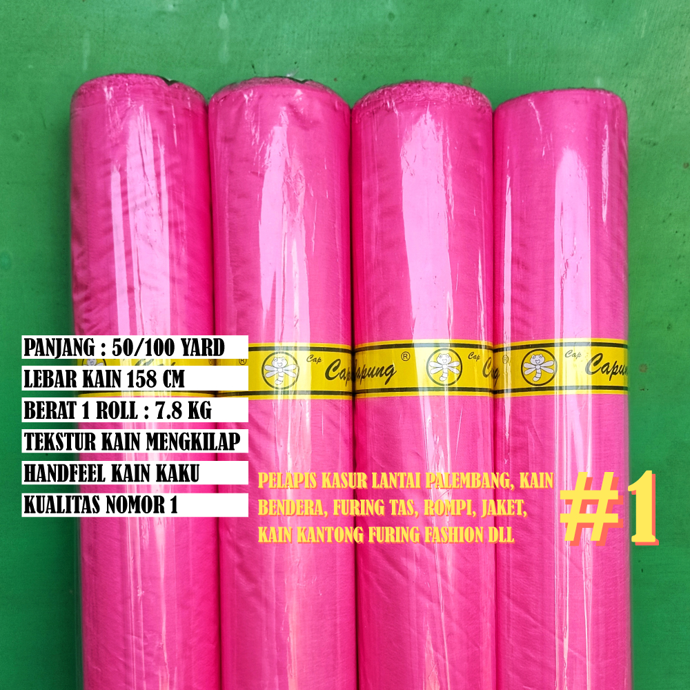 Grosir Kain Peles Capung (Pink Fanta) Premium Per Roll 50 100 Yard Bahan Furing Rompi Kain Lapisan D