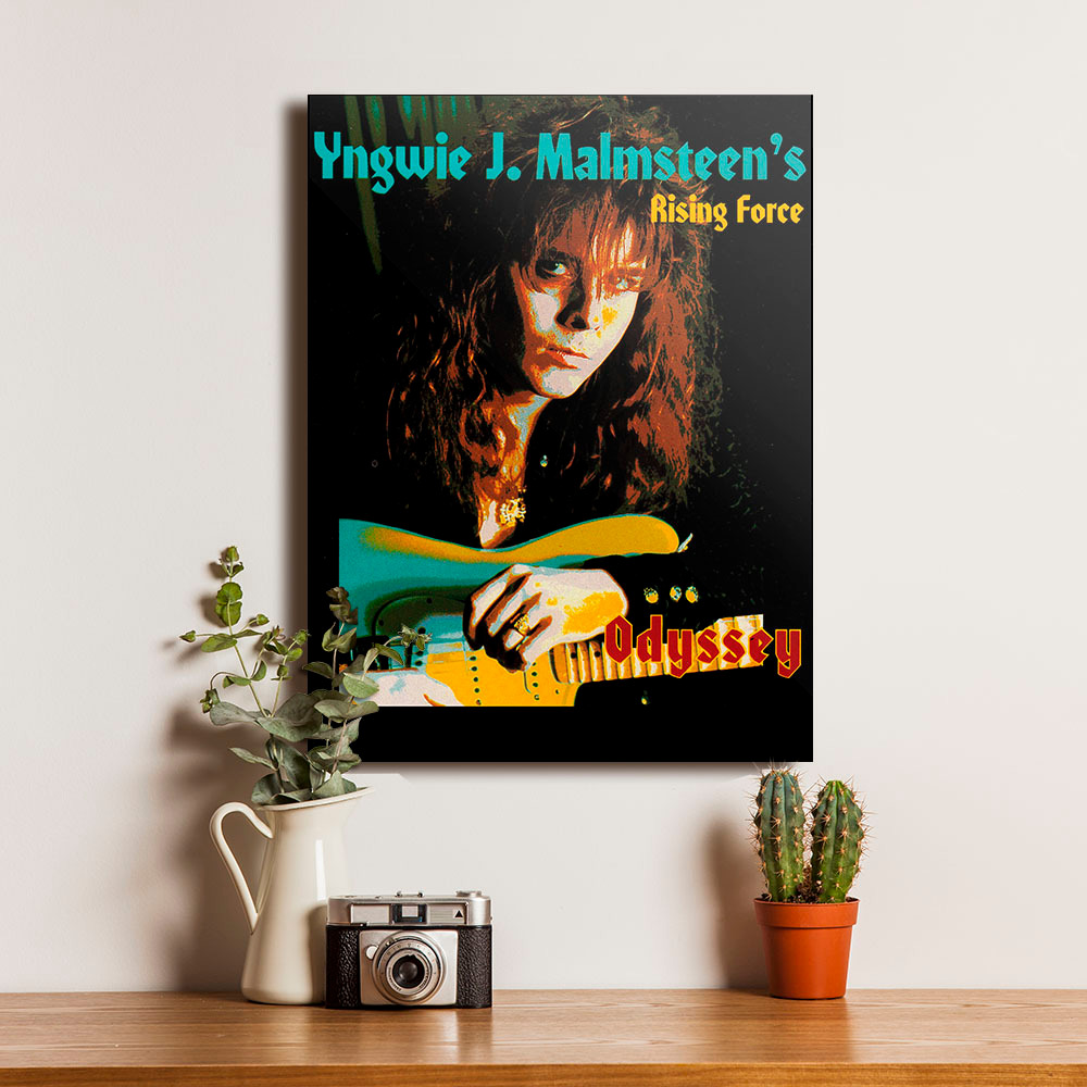 Poster Yngwie Malmsteen Rising Force Pajangan Dinding Dekorasi Bingkai Kayu Vintage