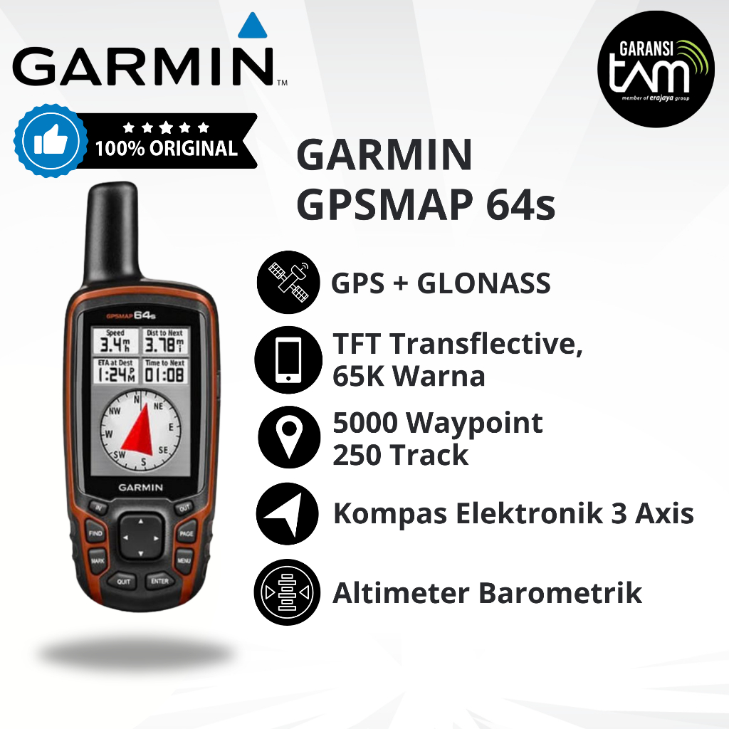GPS Garmin 64s Baru Original Garansi TAM 2 Tahun