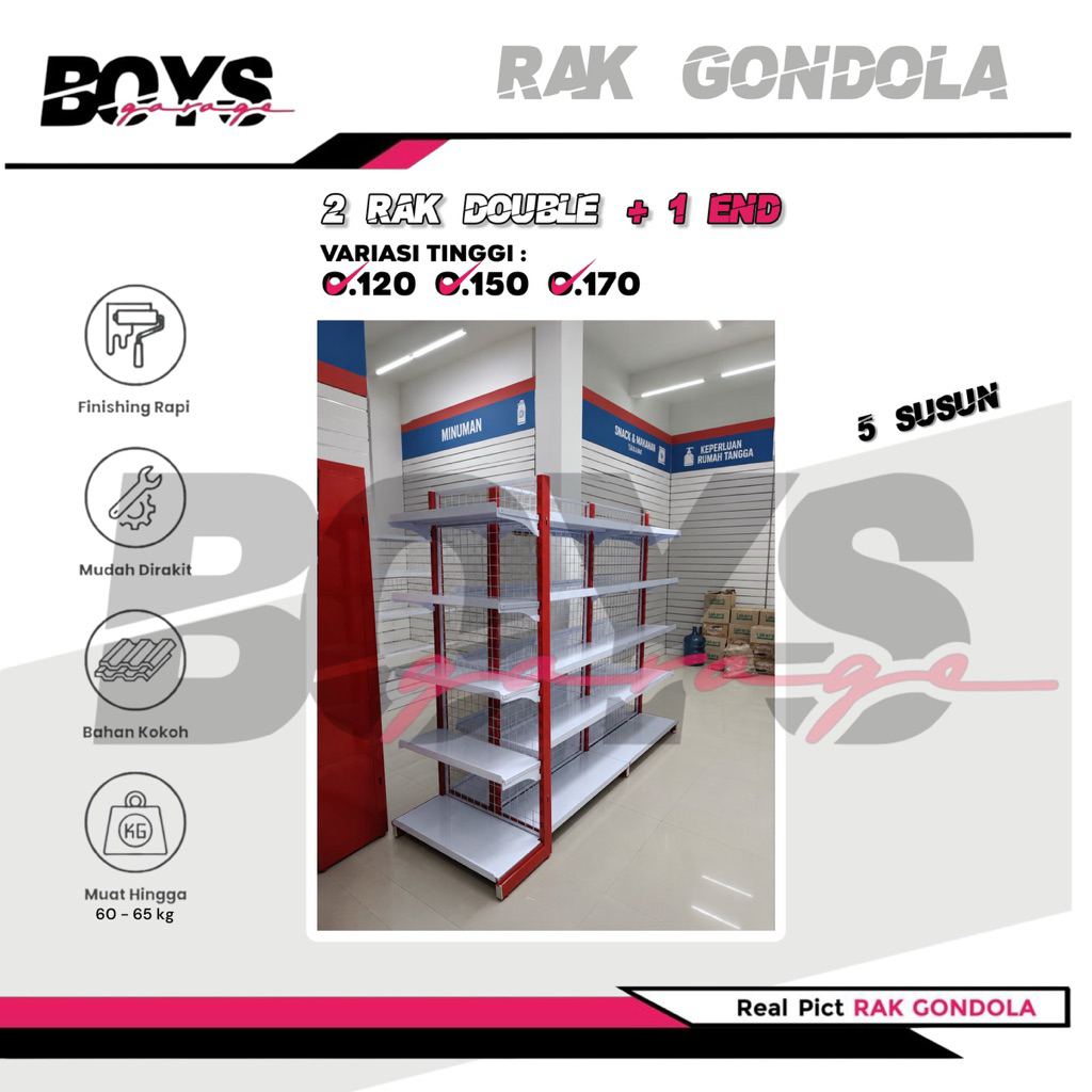 Rak Minimarket 3 Paket Hemat 5 susun, 3 Rak Minimarket - Double Starting dan Jointing ,dengan Rak EN