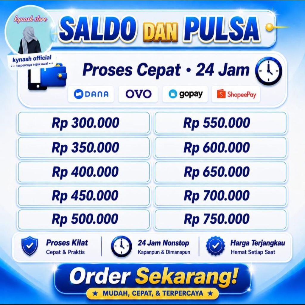 Isi Ulang Top Saldo Dan Pulsa Mulai 300K / 300 Ribu