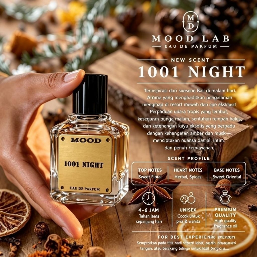 Parfum Mood Lab – 1001 NIGHT Eau De Parfume Unisex 30ml | Parfum Tahan Lama - Parfum Wanita - Farfum