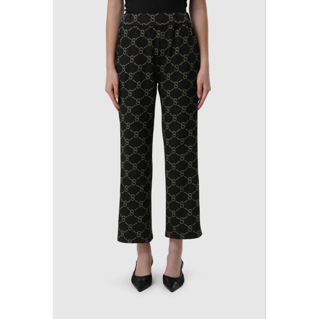 Beverly Monogram Pants Black Buttonscarves Celana Hitam