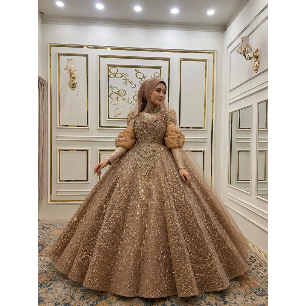 TERLARIS GOWN WEDDING/BAJU PENGANTIN BARBIE BEREKOR/GAUN MUSLIMAH MODERN/BAJU PENGANTIN MEWAH