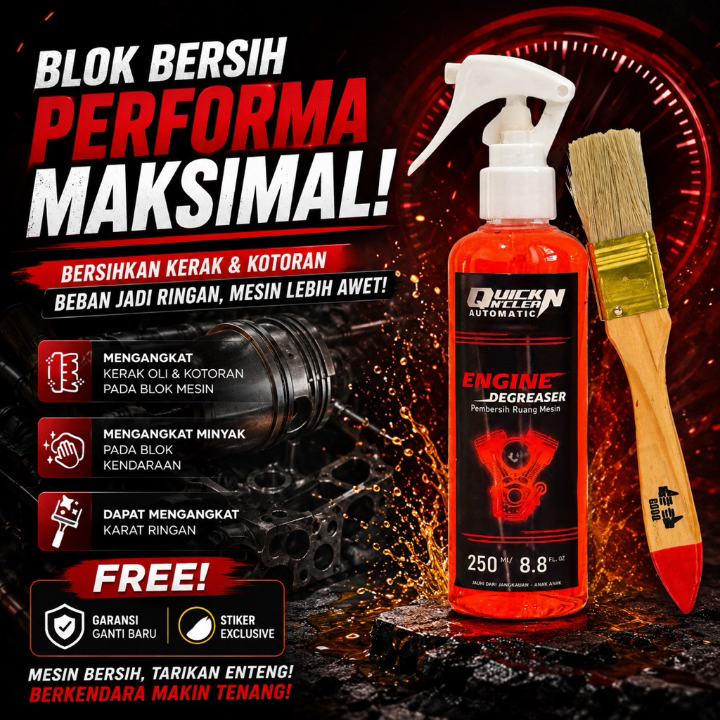 ENGINE DEGREASER PREMIUM Free KUAS | Pembersih Kerak Mesin Motor/mobil by QUICK NCLEAN
