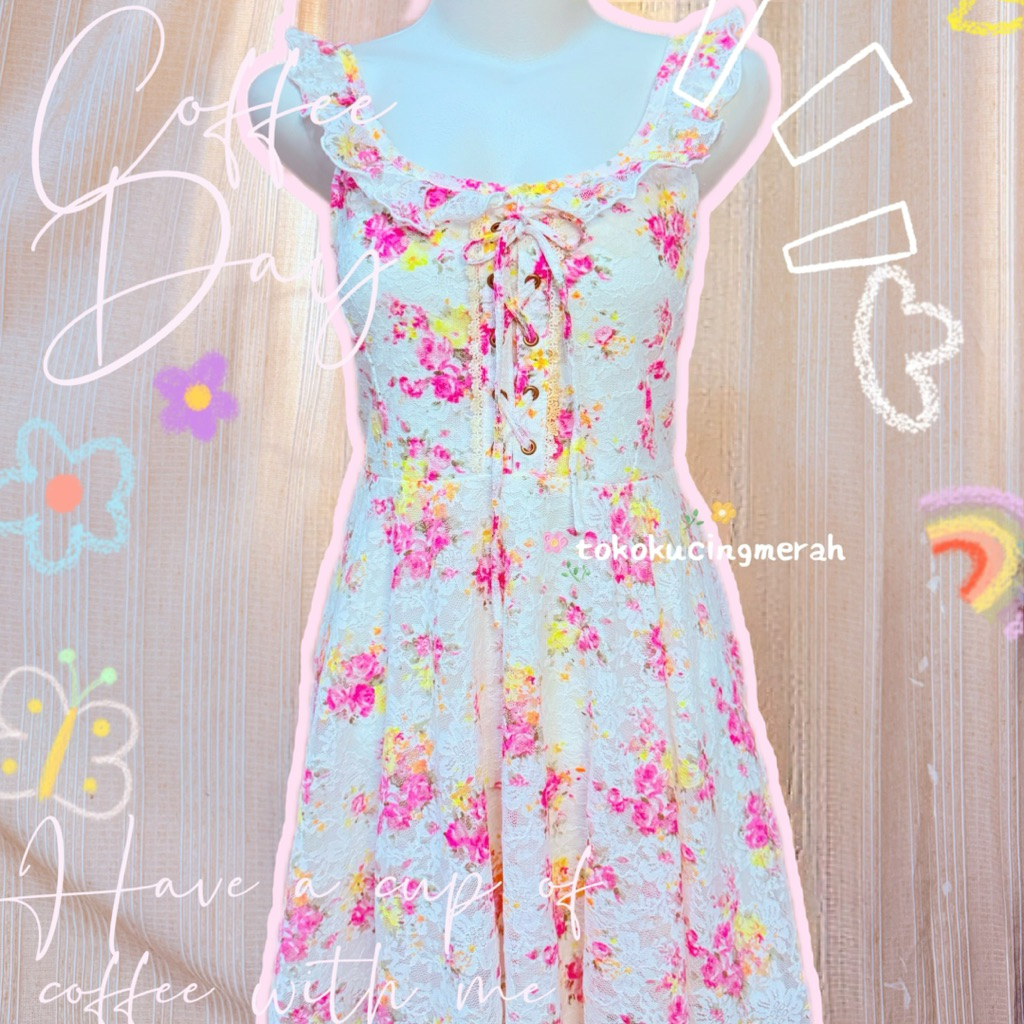 Dress liz lisa bunga asli jepang