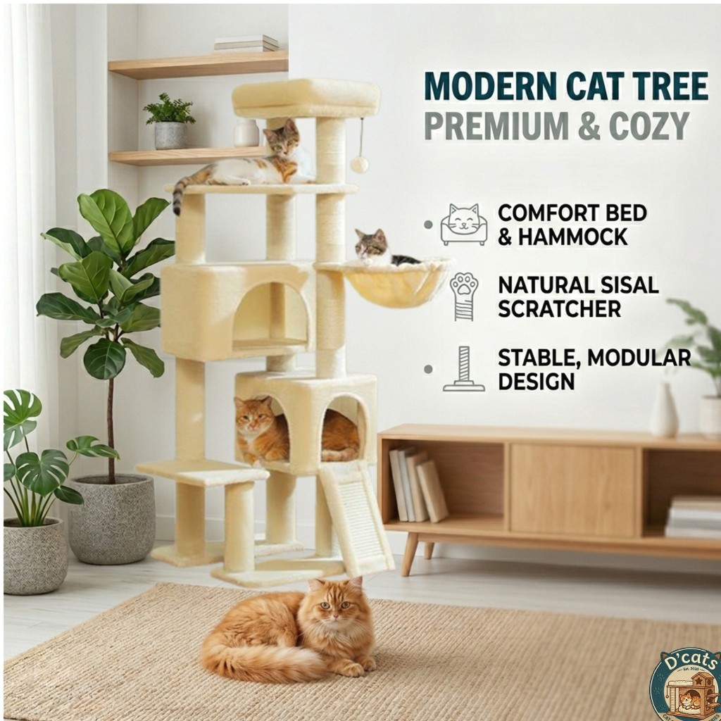 Dcats / Cat Condo Kandang Kucing Tingkat / Panjatan Kucing Bengal / Mainan Garukan Kucing dan Kitten