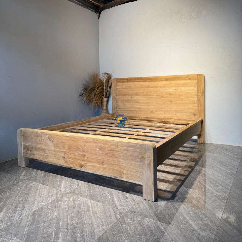 Dipan Oval Tempat Tidur Kayu Jati Minimalis Mentahan