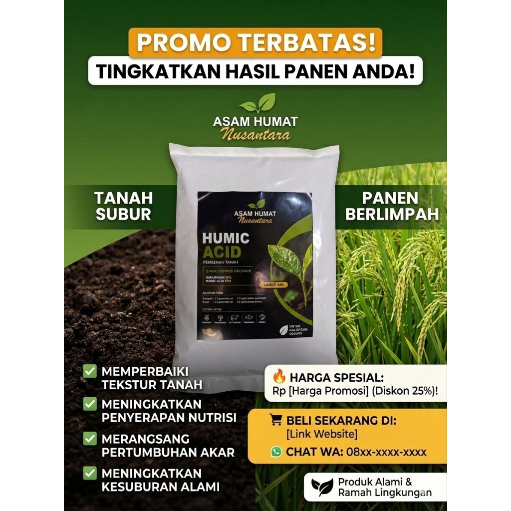 ASAM HUMAT SODIUM HUMAT KEMASAN 1KG/PUPUK PERTANIAN(BONUS SARUNG TANGAN)