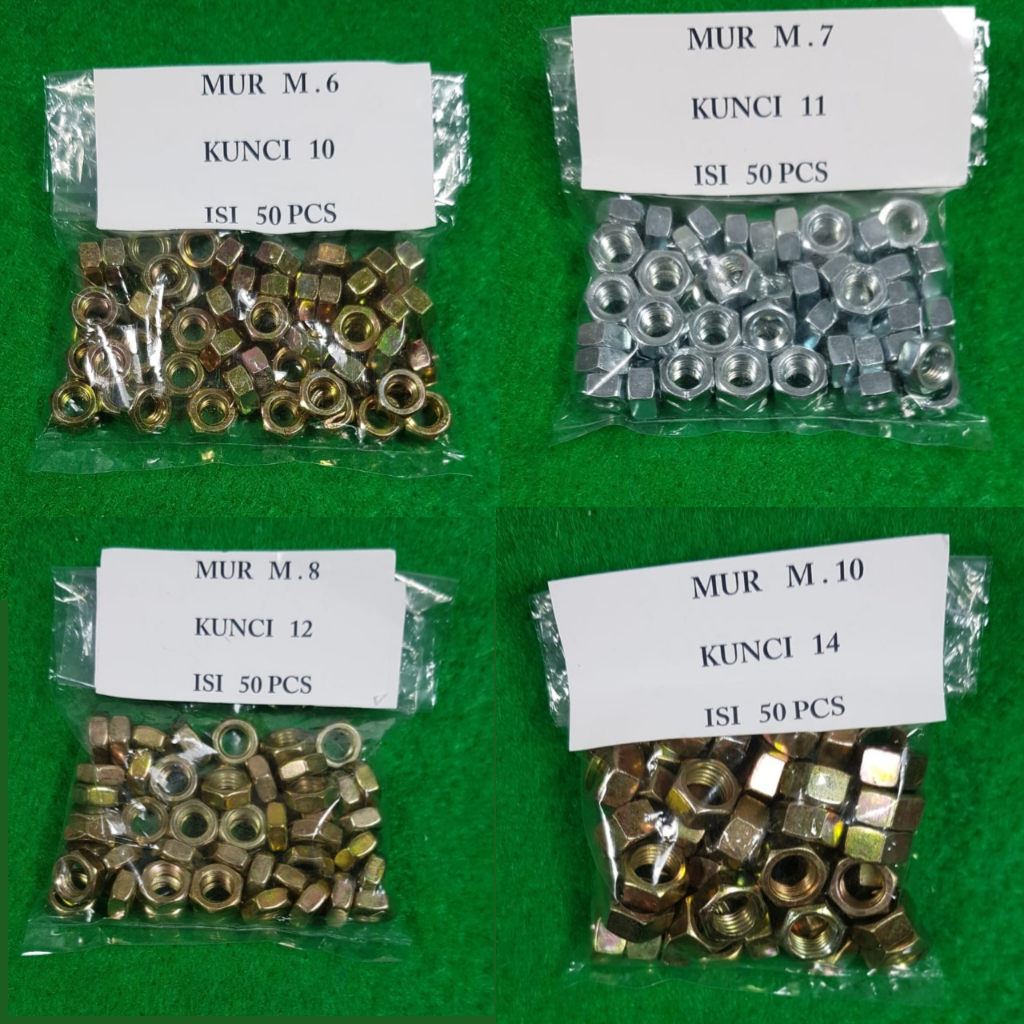 MUR M6 KUNCI 10, M7 KUNCI 11, M8 KUNCI 12, M10 KUNCI 12, RING 14mm ( ISI 50 PCS )