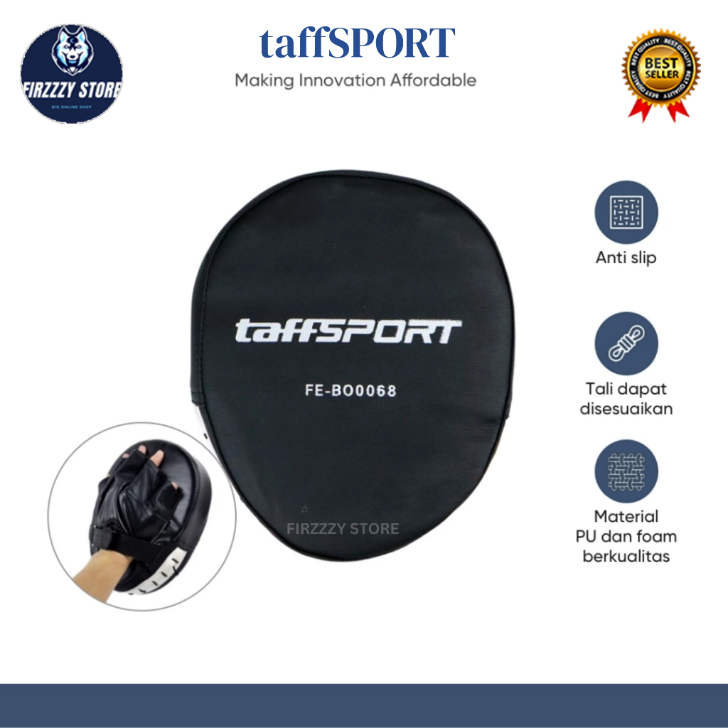 TaffSPORT Sarung Tangan Tinju MMA Muay Thai Leather Glove PU Foam Boxer Target Pad - Merah/Hitam