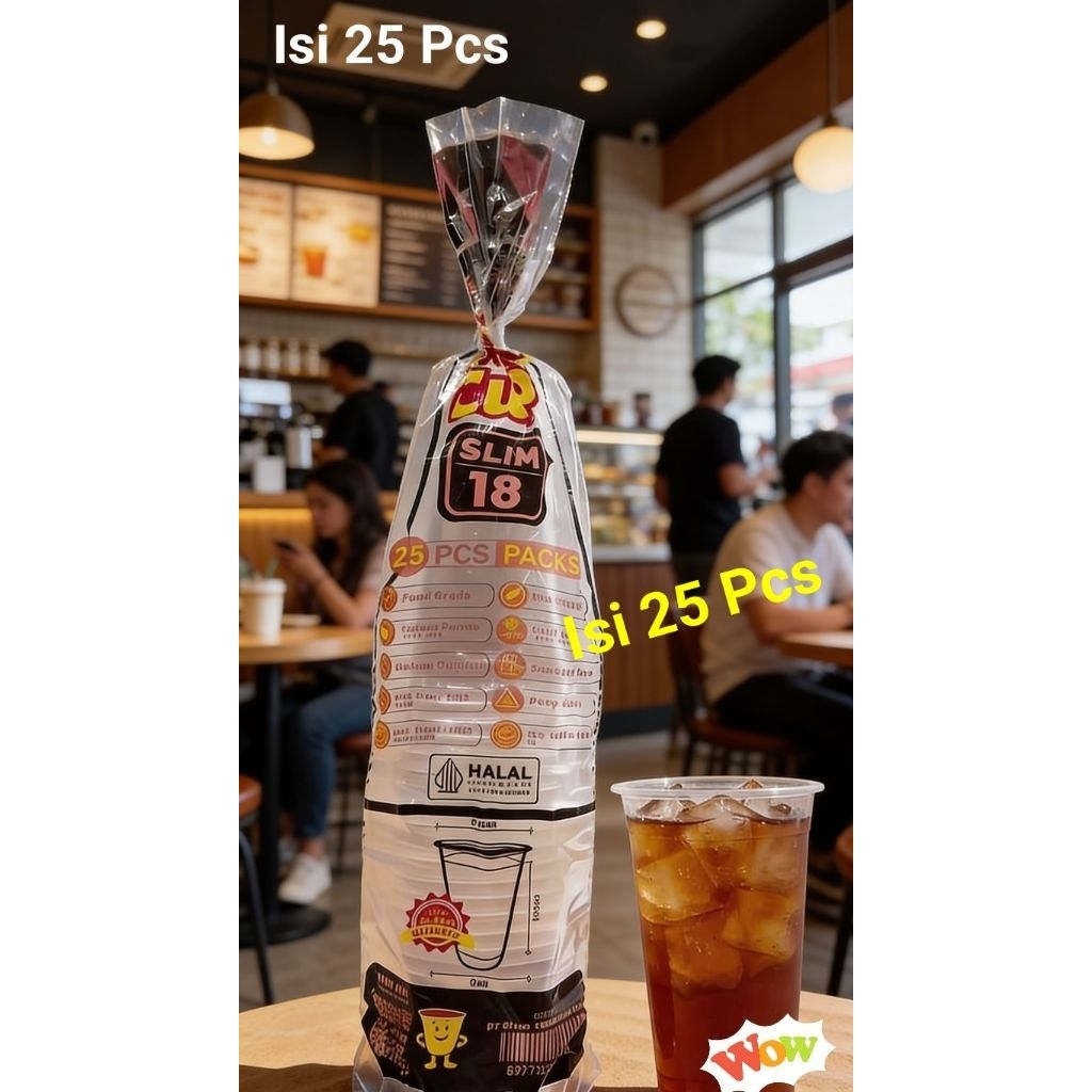 Gelas cup plastik 18OZ(SLIM), 22OZ(SLIM)