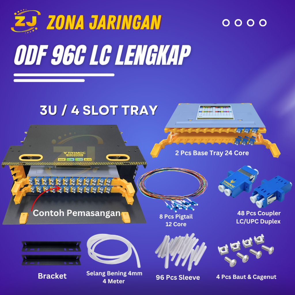Fiber Optic ODF 96 Core LC Lengkap Rackmount | ODF 96C LC