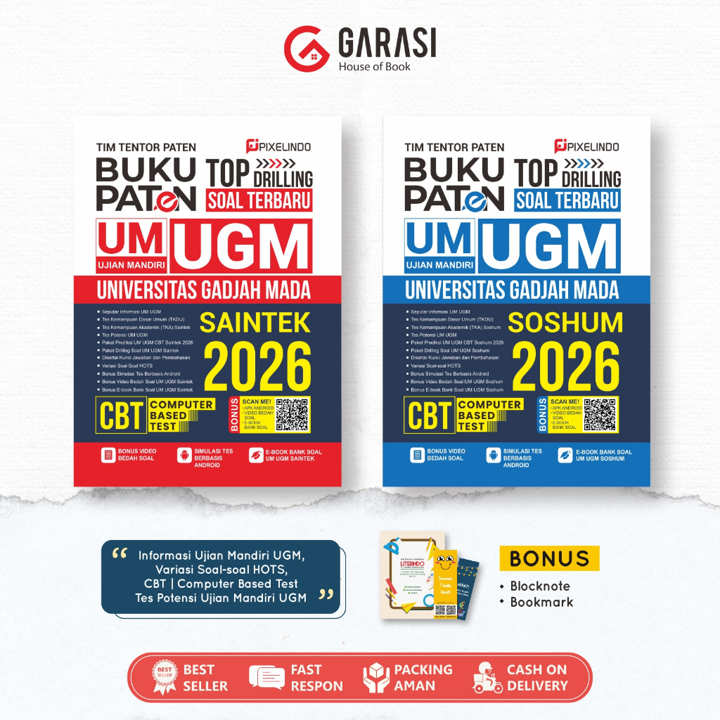 Buku Paten Drilling Soal Ujian Mandiri UGM (Universitas Gadjah Mada) Saintek & Soshum