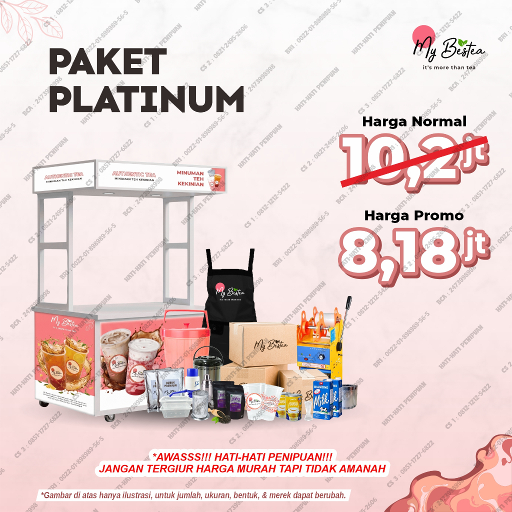 Peluang Usaha Minuman Teh Kekinian Terlengkap - Paket Platinum