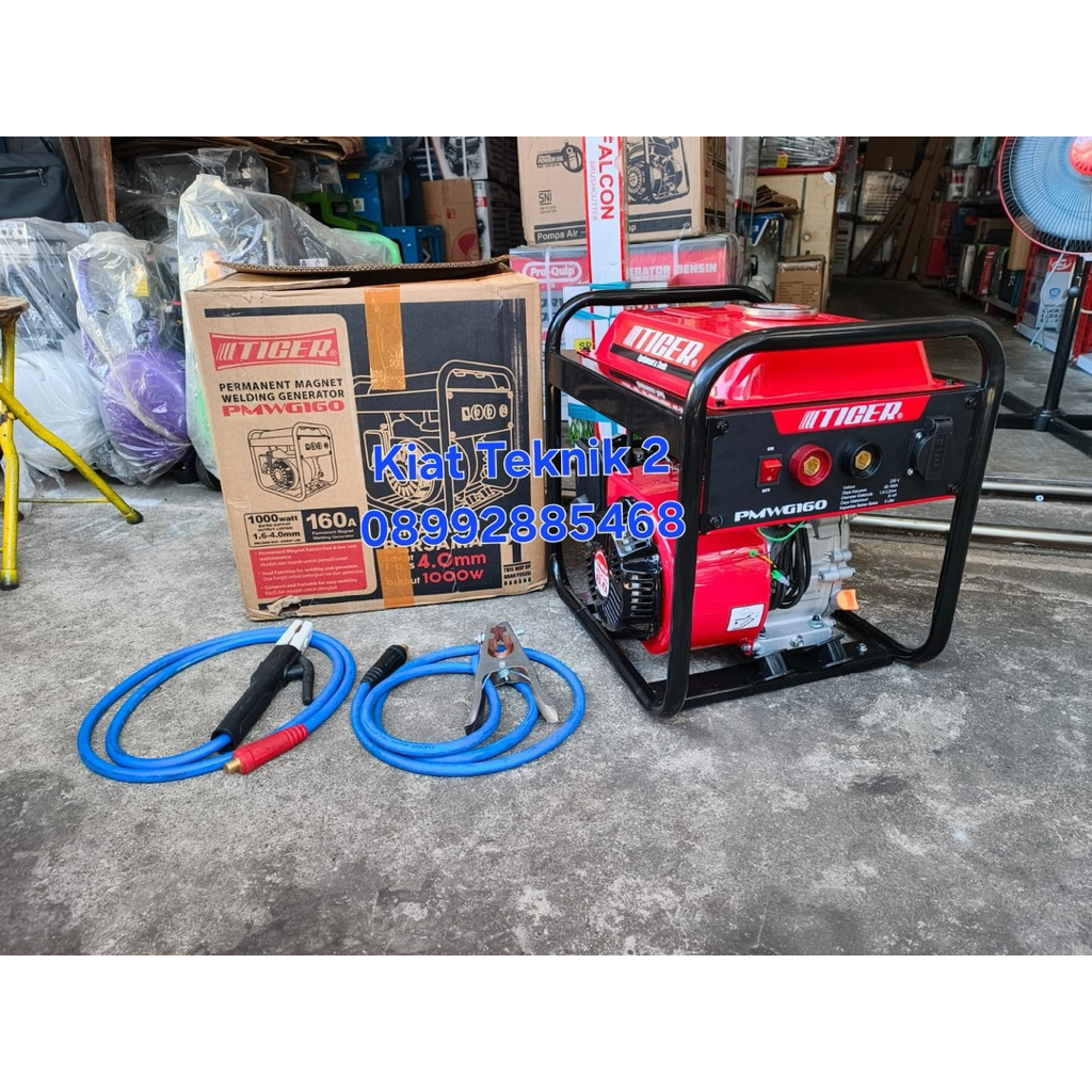 Mesin las Genset Tiger 160A lengkap paket bonus kabel dan stang las