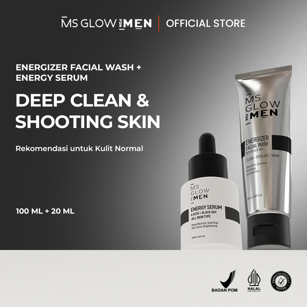 MS Glow For Men - Energizer Facial Wash - 100 ml + Energy Serum - 20 ml