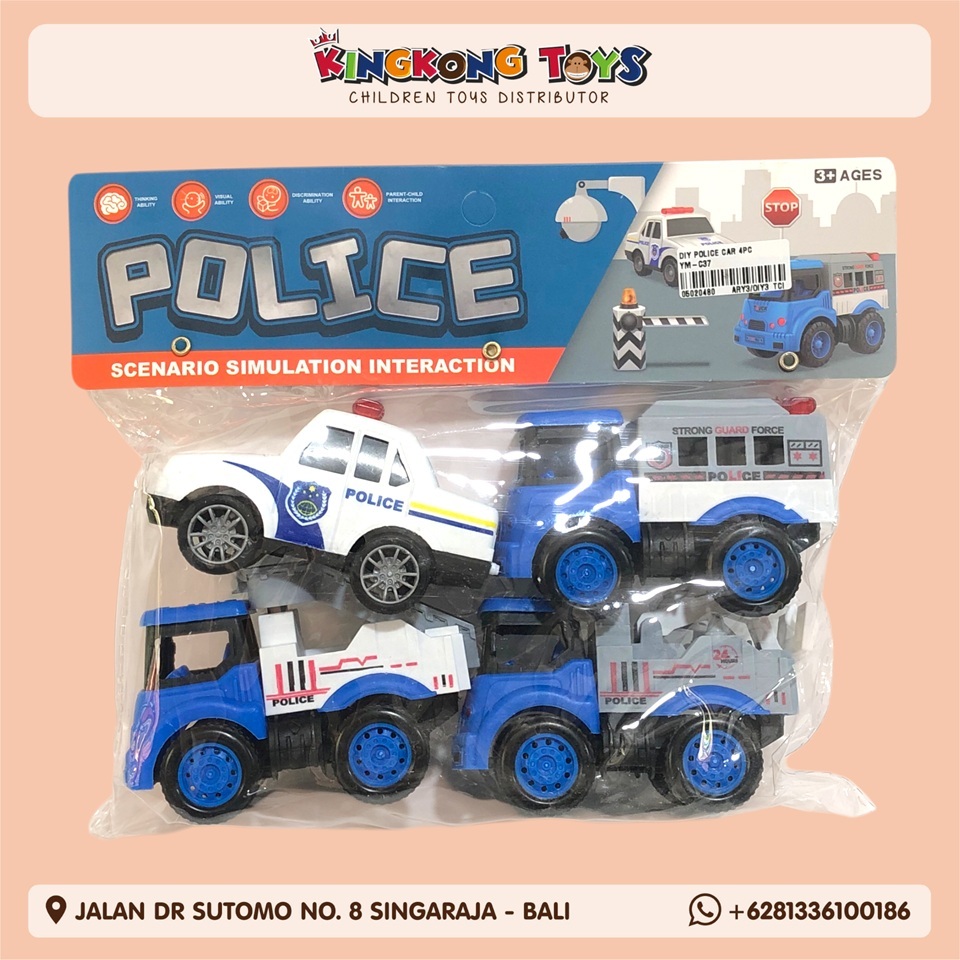 MAINAN DIY MOBIL POLISI 4 PC/ DIY POLICE CAR 4PC / MAINAN EDUKASI ANAK