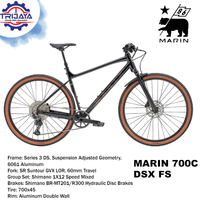 Marin DSX FS 2025 [700C] Sepeda Gravel 1x12 Speed Flat Bar Frame Alloy Fork Suspensi