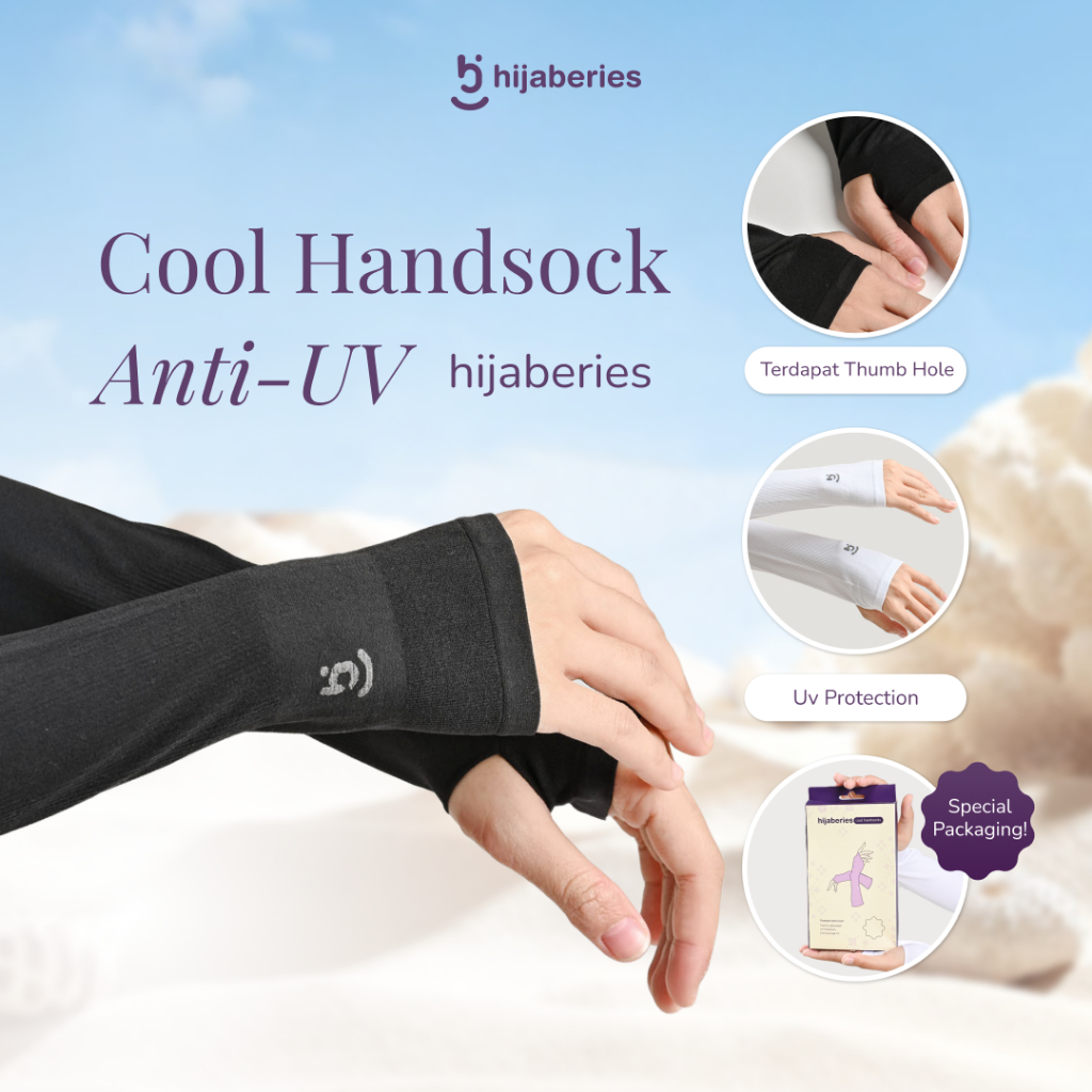 Hijaberies - Cool Handsock Anti UV (Manset/ Kaos Tangan Umrah Haji Cool Tech Anti UV Packaging Soft 
