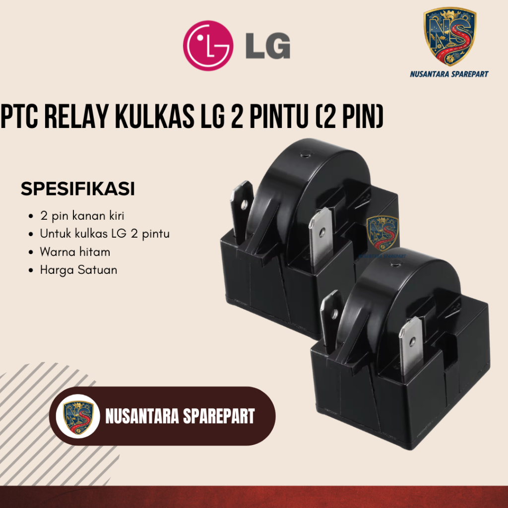 PTC Relay Kulkas LG 2 Pintu (2 pin) | Rilay Kulkas
